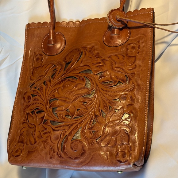 Patricia Nash tooled Brown Leather Tote Bag - Picture 2 of 16